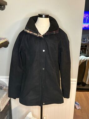 Pendleton Black Trench Coat with Plaid Lining Accent